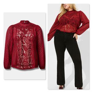 Torrid Mixed Lace High Neck Top Sz 4X NWT